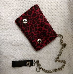 Addicted Leopard Print Wallet Red with chain
